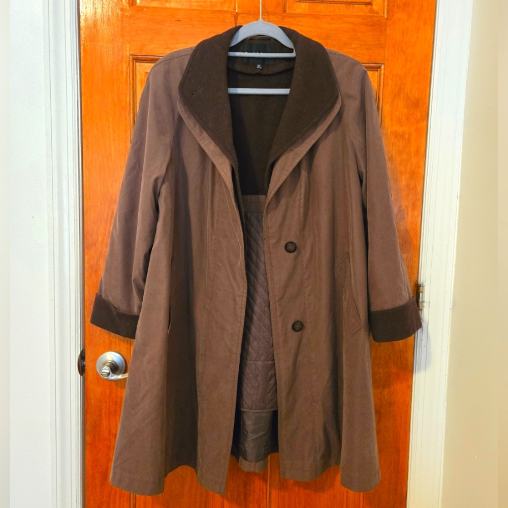 Gallery Brown Trench Coat with Dark Brown Collar